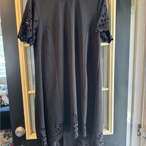 SHEIN Black High Low Eyelet Dress